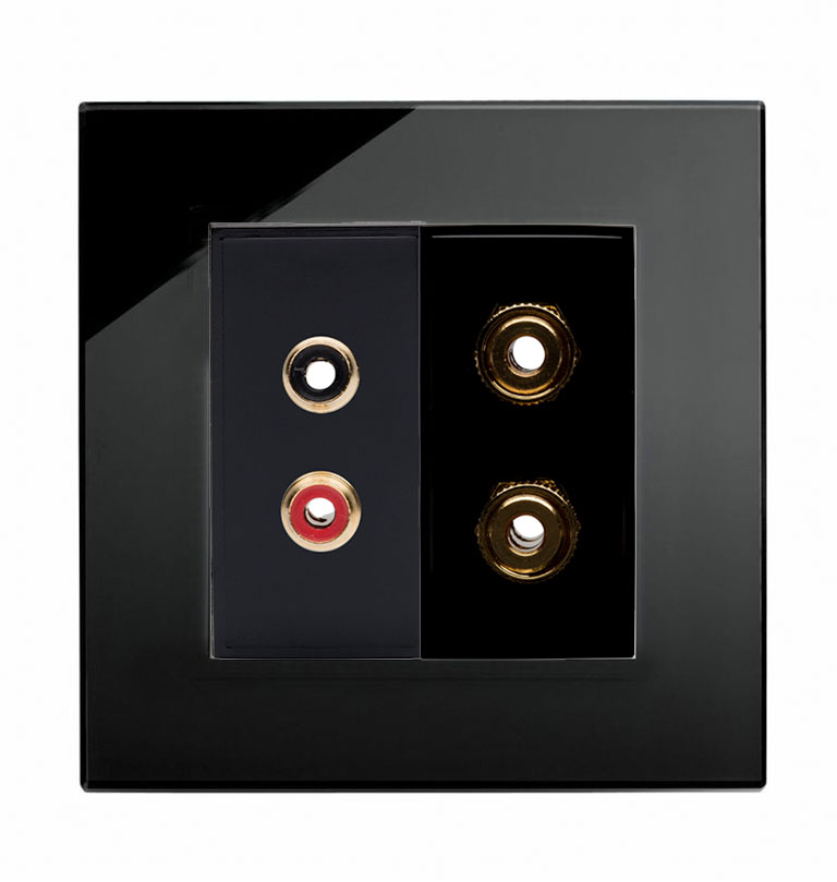 Piastra Frontale RCA Phono 2 Post – Acciaio Spazzolato, NO SALDATURA, UK - 2